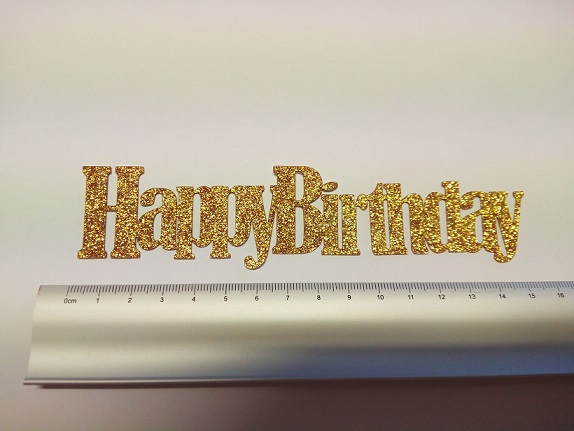 Happy Birthday  Cake Toppers 150mm long Gold Glitter Card,Pack o